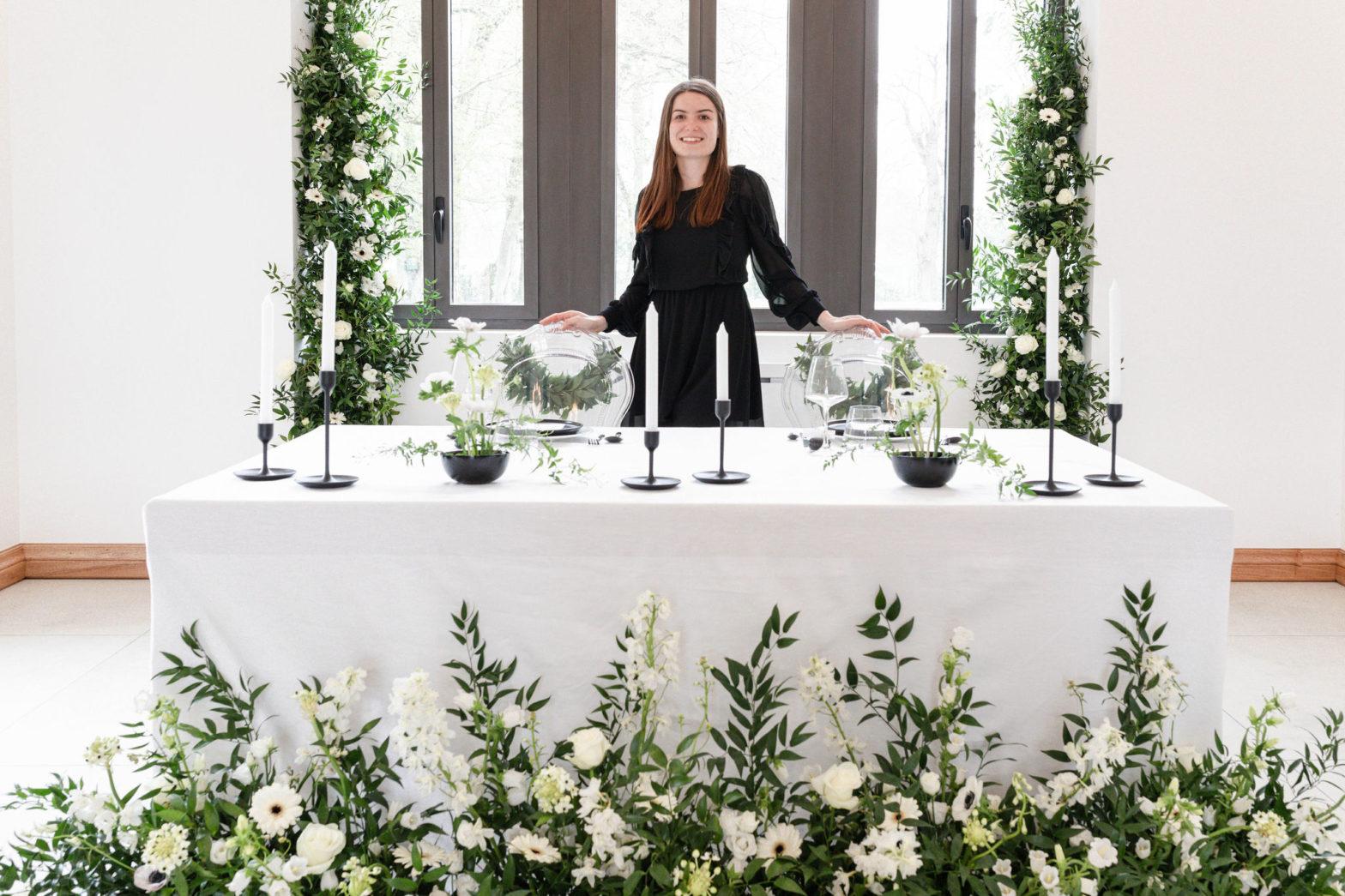 Table d'honneur mariage blanche, verte et noire