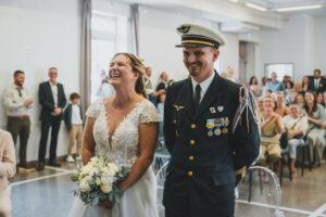 Cérémonie civile de mariage à Frontignan dans l'Hérault. Mariage militaire de l'Armée de l'air